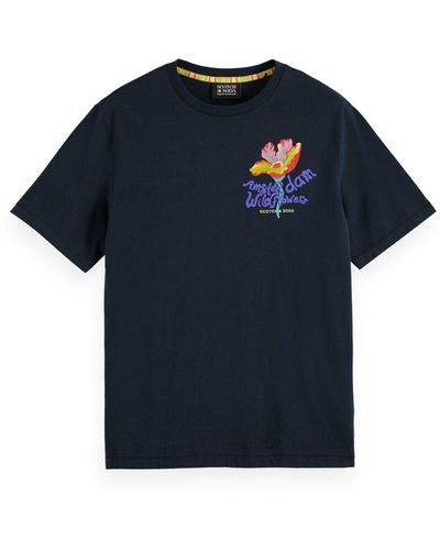 Scotch & Soda T- Shirt Kurzarmshirt Forever summer artwork tee (1-tlg) - Blau