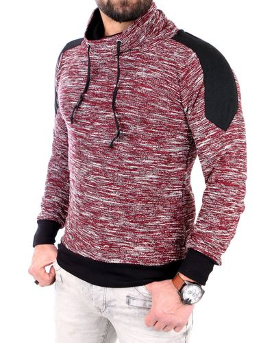 Reslad Strickpullover Huge Collar Sweatshirt Pullover RS-105 (1-tlg) mit hohem Kragen - Rot