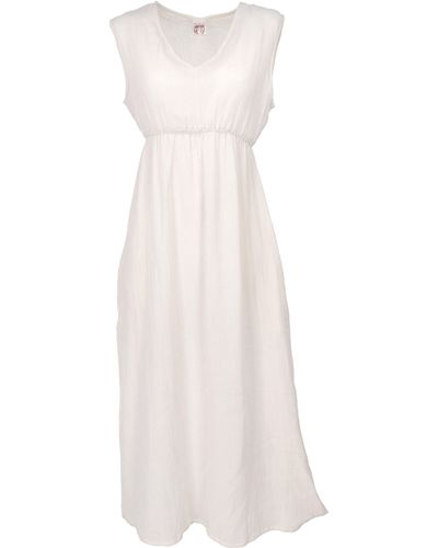 Guru-Shop Midikleid Boho Sommerkleid, luftiges Baumwollkleid,.. alternative Bekleidung - Weiß