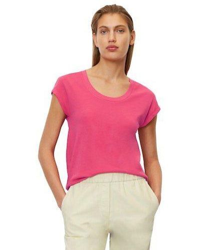 Marc O' Polo Shirttop Jersey top, overcut sleeves, deep round neck - Pink