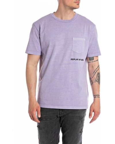 Replay T-Shirt G. DYED OPEN END DRY HAND JERSEY - Lila