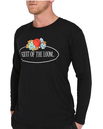 Fruit Of The Loom Longsleeve Langarm T-Shirt mit Vintage-Logo - Schwarz