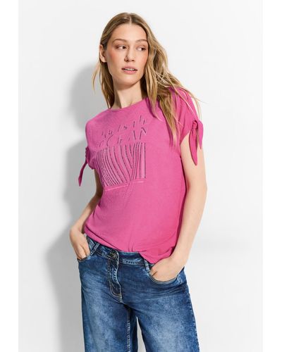 Cecil T-Shirt mit Knotendetail - Pink