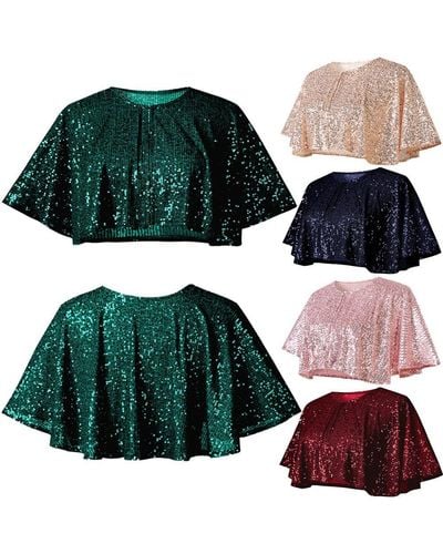 Fivejoy Abendkleid Ärmelloses Fishtail-Kleid mit V-Ausschnitt Pailletten-Abendkleid Pailletten-Patchwork-Netzkleid - Grün