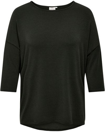 Only Carmakoma T- Curvy /4 Arm Shirt Plus Size Longsleeve Dünn CARLAMOUR (1-tlg) 3876 in Grün-3 - Schwarz