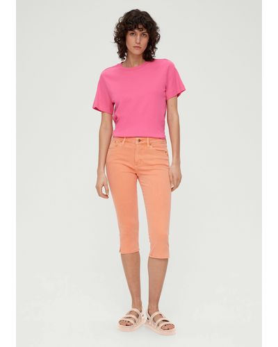 S.oliver 7/8- Ankle-Jeans Betsy / Fit / Mid Rise / Slim Leg Leder-Patch, Waschung - Pink