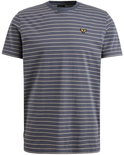 PME LEGEND T-Shirt Short sleeve r-neck yarn dyed stri, Turbulence - Grau