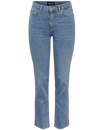 Pieces 7/8-Jeans DELLY (1-tlg) Plain/ohne Details - Blau