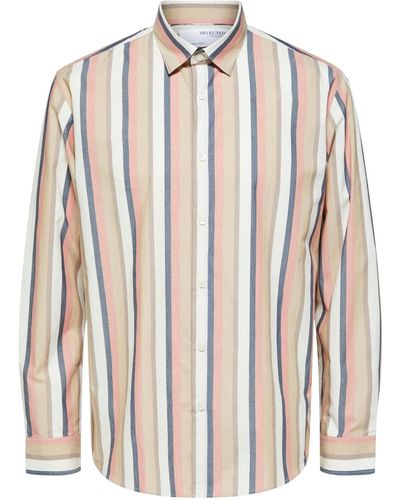 SELECTED Langarmhemd Freizeithemd Regular Fit Langarm (1-tlg) - Pink