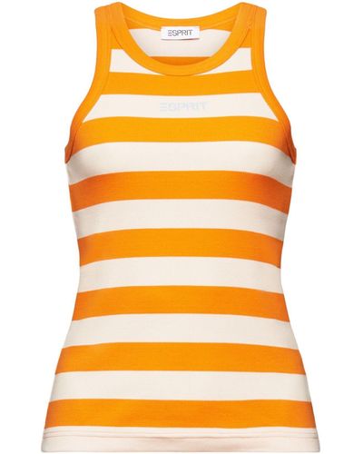 Esprit T-Shirt Logo-Tanktop im Streifenlook (1-tlg) - Orange