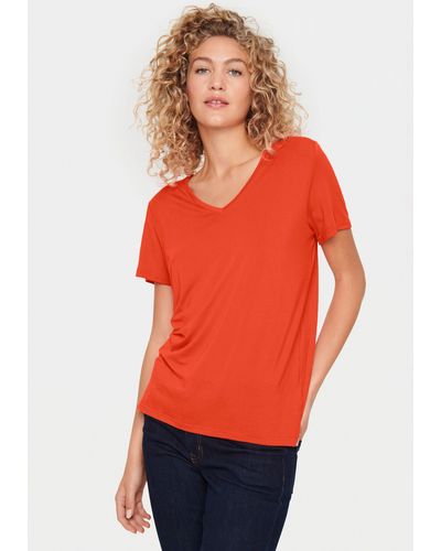 Saint Tropez Kurzarmshirt AdeliaSZ V-N T-Shirt - Orange