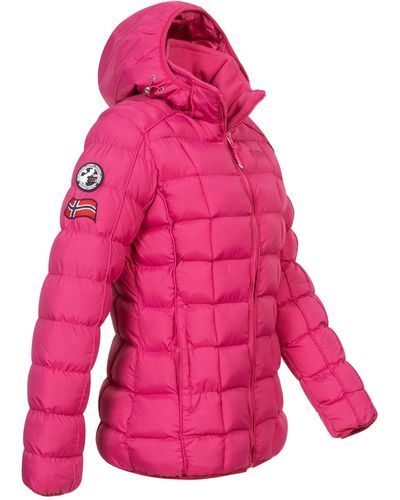 GEOGRAPHICAL NORWAY Steppjacke Parka Winterjacke Warm Gesteppt Outdoor Jacke Kapuze - Pink