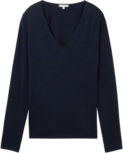 Tom Tailor Strickpullover sweater basic v-neck - Blau