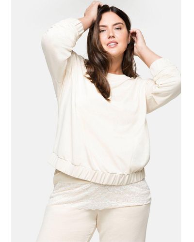 Sheego Sweatshirt Große Größen mit Gummibund - Weiß