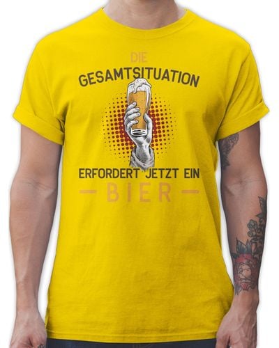 Shirtracer T-Shirt Die Gesamtsituation erfordert jetzt ein Bier - Gelb