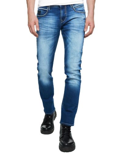 Rusty Neal Straight-Jeans TOYAMA mit coolen Kontrastnähten - Blau