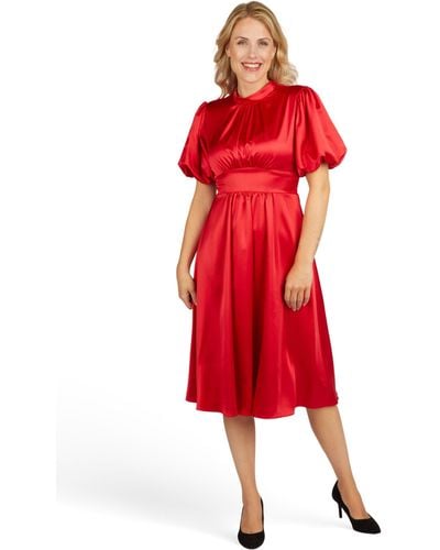 KLEO Abendkleid aus Satin mit Bindeschleife - Rot