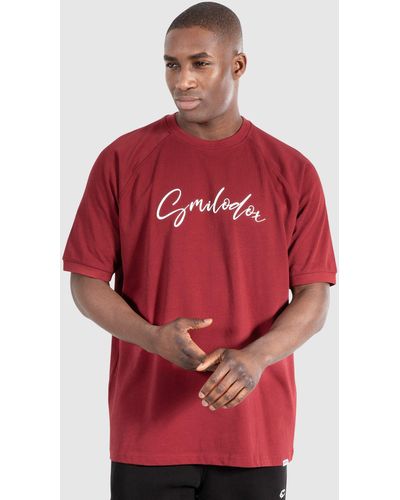 Smilodox T-Shirt Brolin Oversize, 100% Baumwolle - Rot