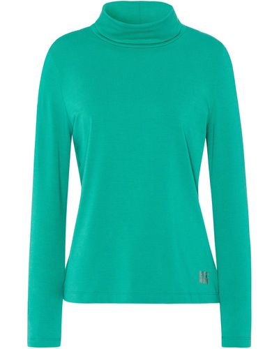 Tuzzi T-Shirt Langarmshirt ESSENTIALS mit Rollkragen und Overloc - Grün