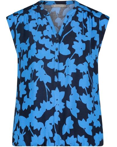 BETTY&CO Blusenshirt Bluse Kurz ohne Arm, Dark /Blue - Blau