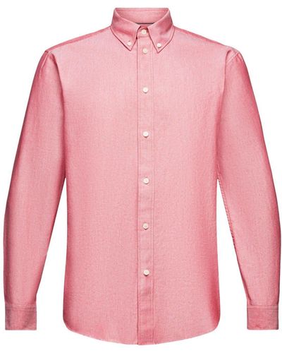 Esprit Langarmhemd Oxford-Hemd aus Baumwolle - Pink