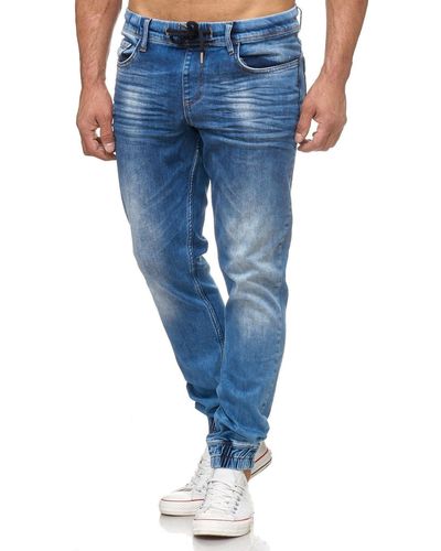 Tazzio Straight-Jeans 17506 Sweat Hose im Jogger-Stil - Blau