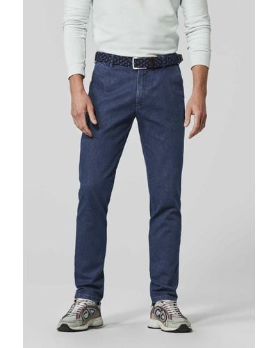 Meyer Straight-Jeans Oslo mit Sicherheitstasche im linken Taschenbeutel - Blau