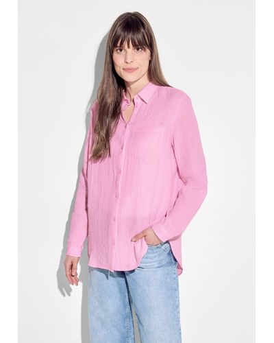 Cecil Klassische Bluse Musselin Hemdbluse in Tender Rose (1-tlg) Nicht Vorhanden - Pink