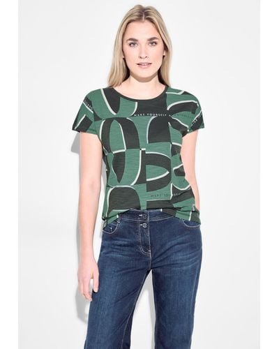 Cecil T-Shirt mit Flammgarn - Grün