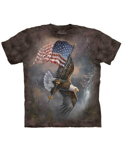 The Mountain T-Shirt Flag Bearing Eagle USA Adler - Schwarz