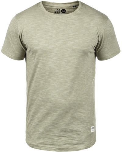 Solid Rundhalsshirt SDFigos Kurzarmshirt mit Melierung - Grün