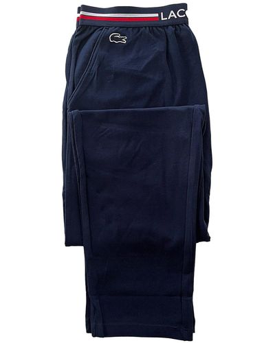 Lacoste Pyjamahose Loungehose long Pant (1-tlg) mit Trikolor-Look Webgummibund - Blau