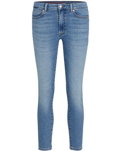 HUGO 5-Pocket-Jeans mit Bleached-Waschung (1-tlg) - Blau