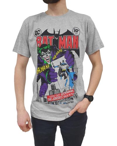 Dc Comics Rundhalsshirt Batman Kurzarm- T- mit The Joker Aufdruck 012763 Freizeit-Shirt Grau/Bunt