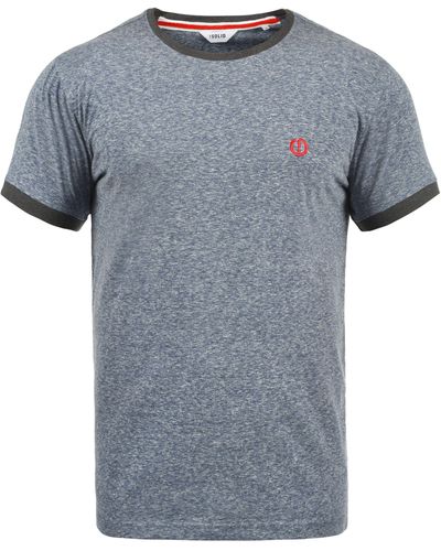 Solid T-Shirt SDBennTee Kurzarmshirt mit farblich abgesetztem Kragen und Ärmelsaum. - Grau