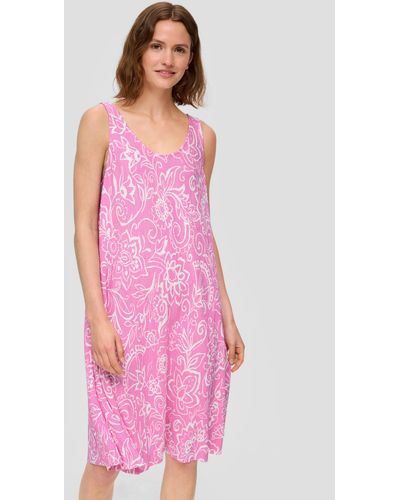 S.oliver Minikleid Jersey-Kleid mit Plisseefalten - Pink
