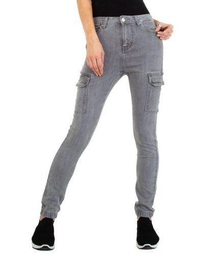 Ital-Design Fit- Freizeit Jeansstoff Stretch Skinny Jeans in Grau - Blau