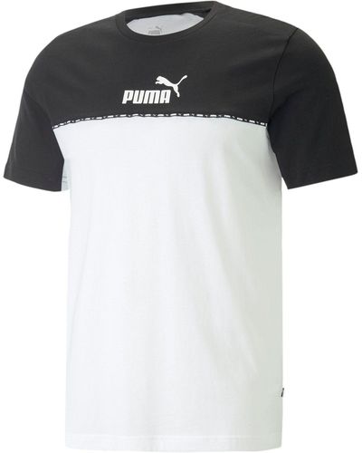 PUMA T-Shirt ESS BLOCK X TAPE TEE - Schwarz