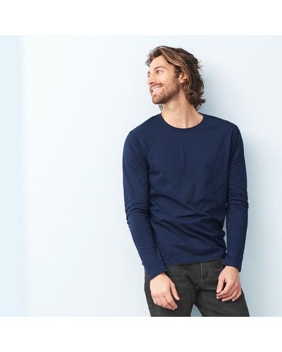 Living Crafts Langarmshirt FRANK Hochwertiges Langarm-Shirt aus feinem Single Jersey - Blau