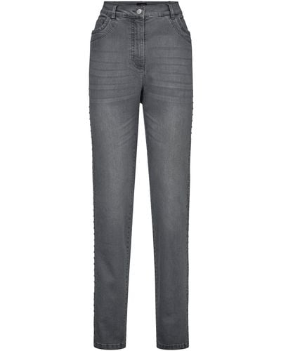 MIAMODA Regular-- Jeans Straight Fit Ziernieten 5-Pocket - Grau