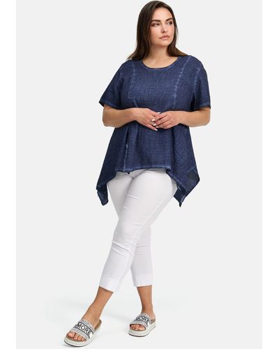 Kekoo Tunikashirt A-Linie Shirt aus reiner Baumwolle 'Mirage' - Blau