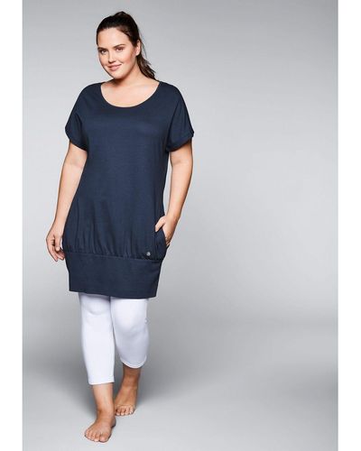 Sheego Shirtkleid Große Größen mit seitlichen Eingrifftaschen - Blau