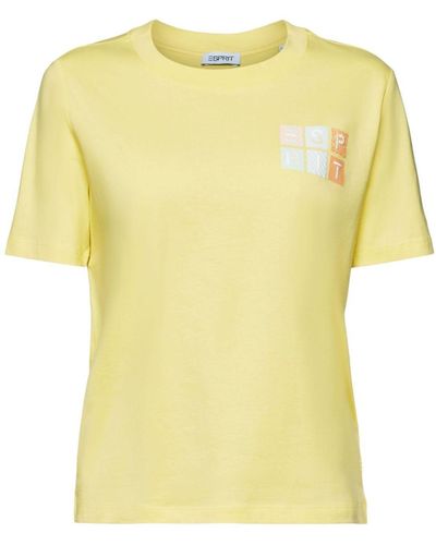 Esprit Jersey-T-Shirt mit Logo (1-tlg) - Gelb