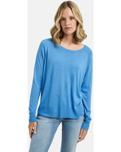 Milano Italy Rundhalspullover PULLOVER WITH ROUNDNECK AND RAGLAN - Blau