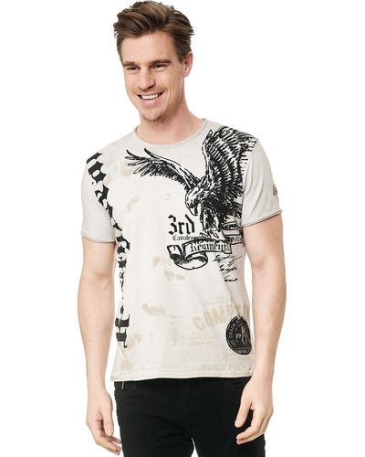 Rusty Neal T-Shirt mit Adler-Print - Grau