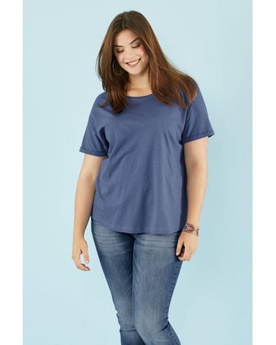 Angel of Style Rundhalsshirt T-Shirt oversized Rundhals Halbarm - Blau