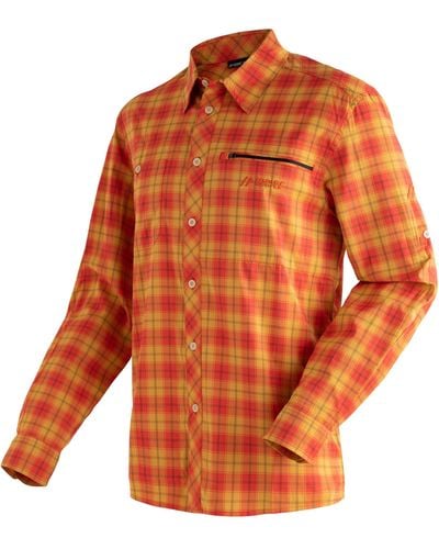 Maier Sports Outdoorhemd Kasen L/S M Hemd, langarm Karohemd für Outdoor und Freizeit - Orange