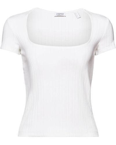 Esprit T-Shirt mit Karree-Ausschnitt (1-tlg) - Weiß
