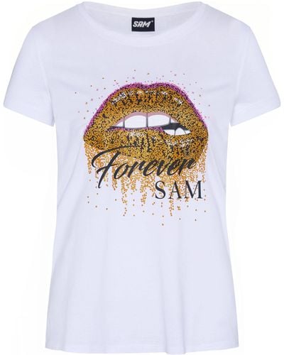 Uncle Sam Shirt mit Glitter-Lips-Print - Weiß