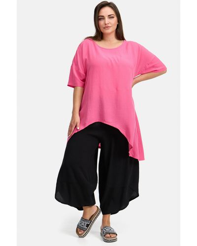 Kekoo Tunikashirt A-Linie Shirt aus luftig leichter Baumwoll-Viskose 'Suave' - Pink